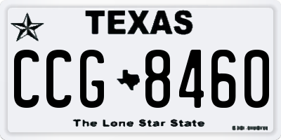 TX license plate CCG8460