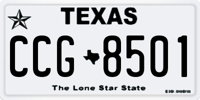 TX license plate CCG8501
