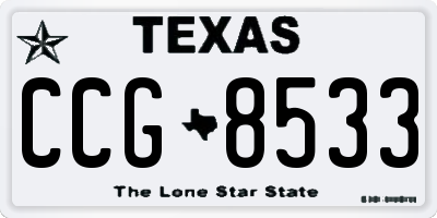TX license plate CCG8533