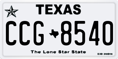 TX license plate CCG8540