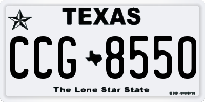 TX license plate CCG8550