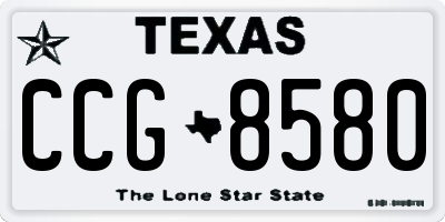 TX license plate CCG8580