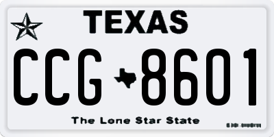 TX license plate CCG8601