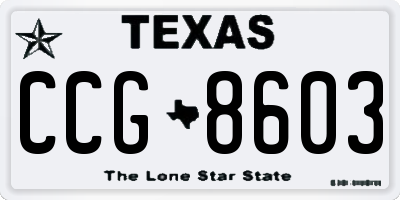 TX license plate CCG8603