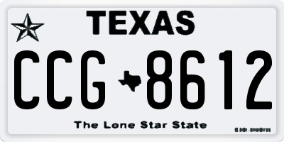 TX license plate CCG8612