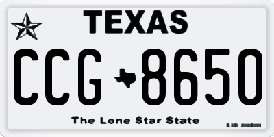 TX license plate CCG8650
