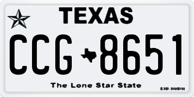 TX license plate CCG8651