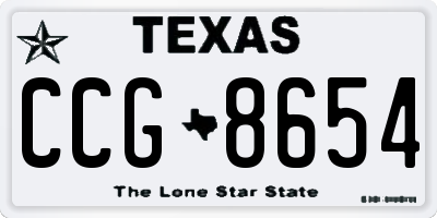 TX license plate CCG8654