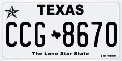 TX license plate CCG8670