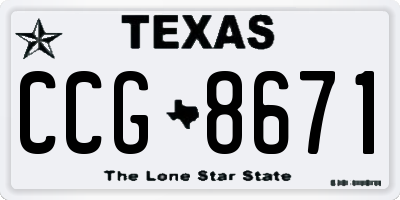 TX license plate CCG8671