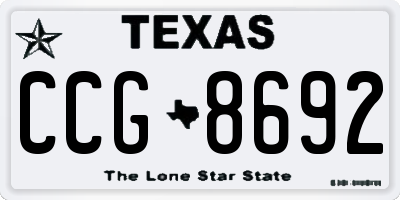 TX license plate CCG8692