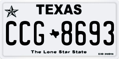 TX license plate CCG8693
