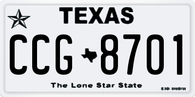 TX license plate CCG8701