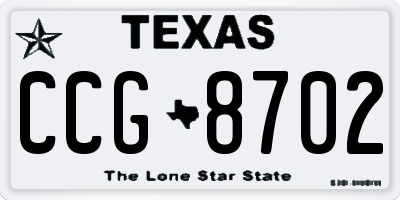 TX license plate CCG8702