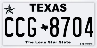 TX license plate CCG8704