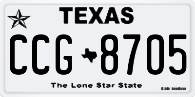 TX license plate CCG8705