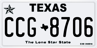 TX license plate CCG8706