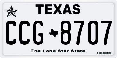 TX license plate CCG8707