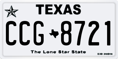 TX license plate CCG8721