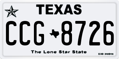 TX license plate CCG8726