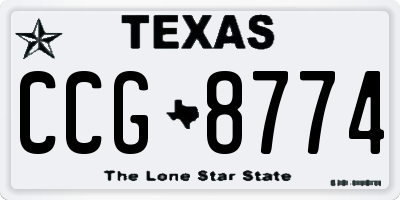 TX license plate CCG8774