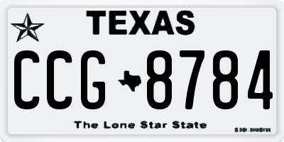 TX license plate CCG8784