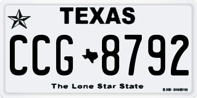 TX license plate CCG8792