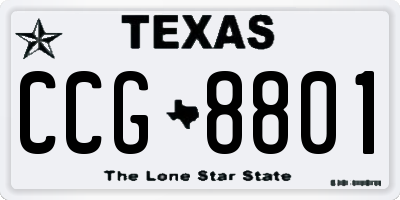 TX license plate CCG8801