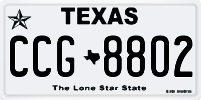 TX license plate CCG8802