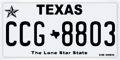 TX license plate CCG8803