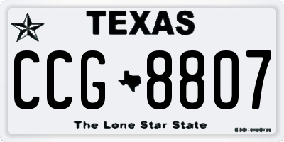 TX license plate CCG8807