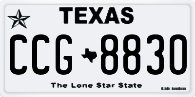 TX license plate CCG8830