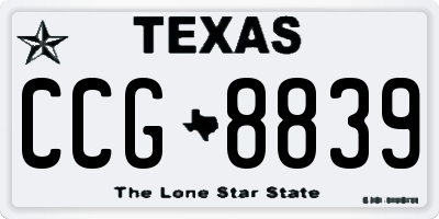 TX license plate CCG8839