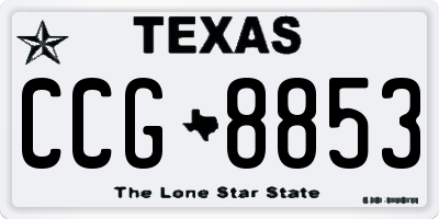 TX license plate CCG8853