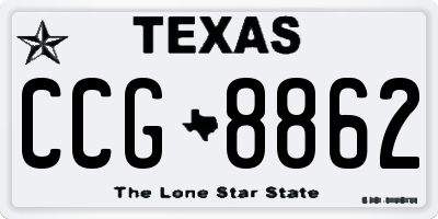 TX license plate CCG8862
