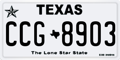 TX license plate CCG8903