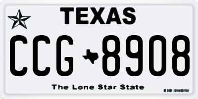 TX license plate CCG8908