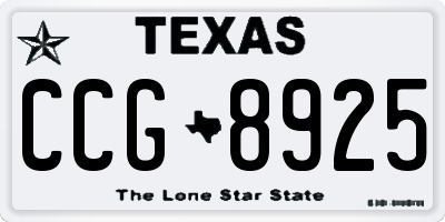 TX license plate CCG8925