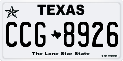 TX license plate CCG8926