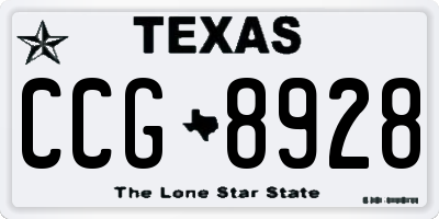 TX license plate CCG8928