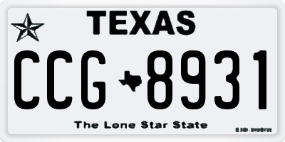 TX license plate CCG8931