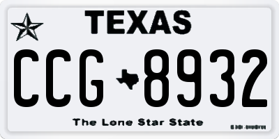 TX license plate CCG8932