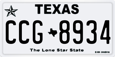 TX license plate CCG8934