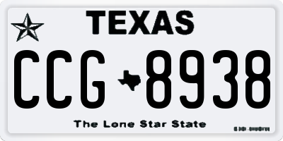 TX license plate CCG8938