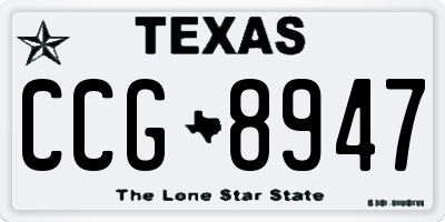 TX license plate CCG8947