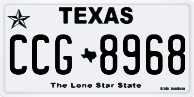 TX license plate CCG8968
