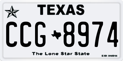 TX license plate CCG8974