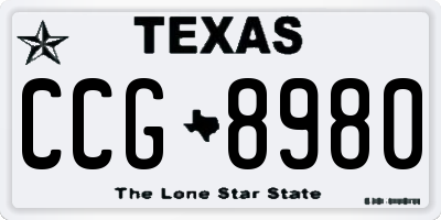 TX license plate CCG8980