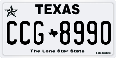 TX license plate CCG8990