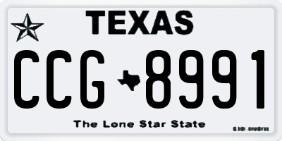 TX license plate CCG8991